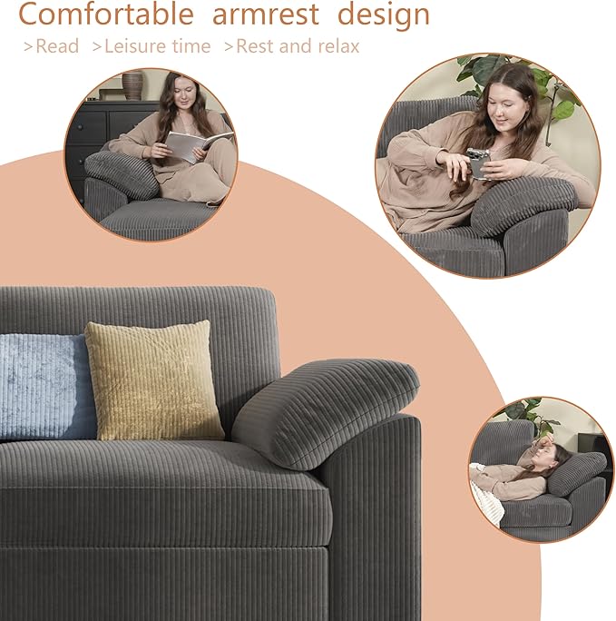 EASE MOOSE Sectional Modular Sofa, Comfty 3 Seat Cloud Couch, FSC Certified