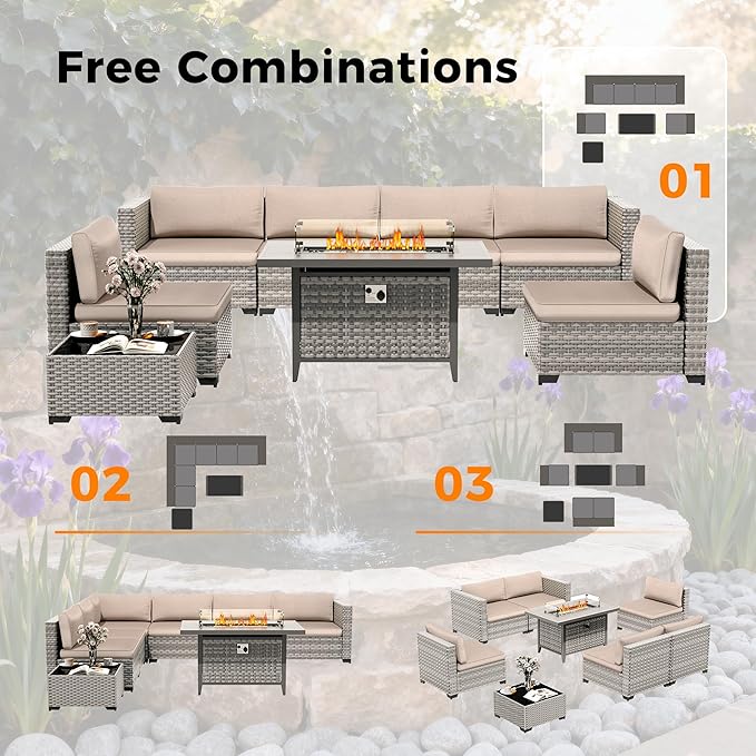 6-Seat Modern Outdoor Wicker Rattan Patio Furniture Set