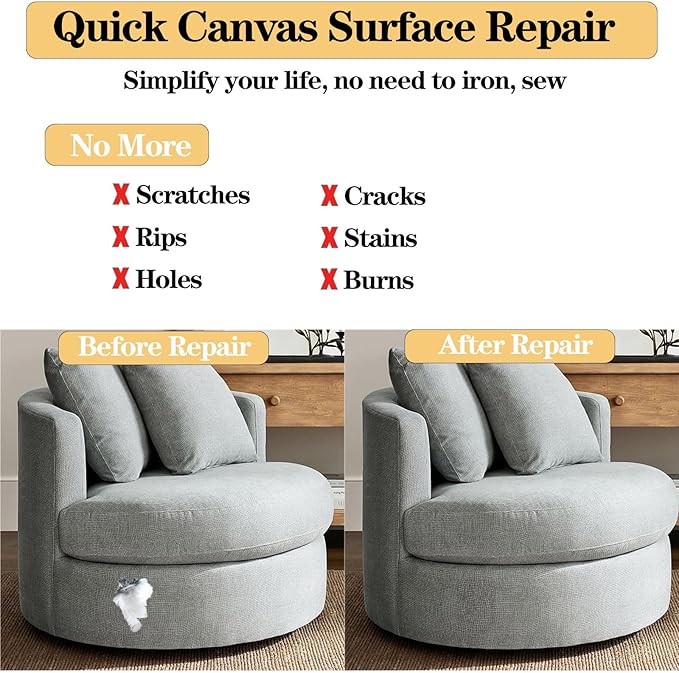 Canvas Repair Patch, 8 x12 Inch 2PCS Self-Adhesive Waterproof Linen Repair