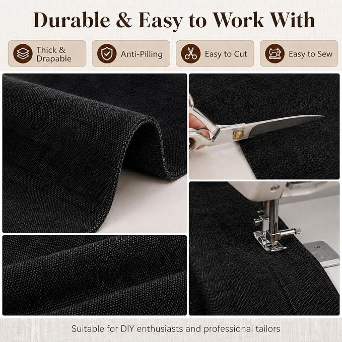 Mini Chenille Linen Blend Upholstery Fabric by the Yard, 57 Inch Wide Soft