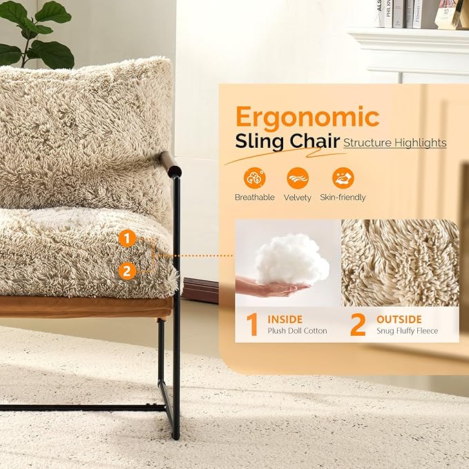 VINGLI 28" Wide Plush Upholstery Sling Modern Accent Chairs Set of 2, Cute
