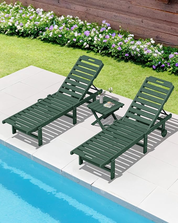 SERWALL Folding Outdoor Side Table Set of 2, Portable Adirondack Side Table