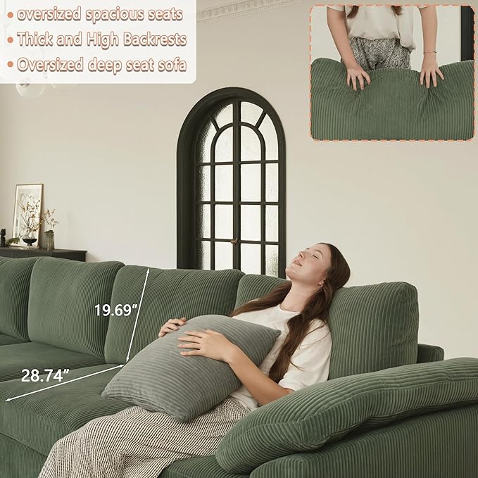 EASE MOOSE Oversized Sectional Modular Sofa, Large U Shape Sectional Couch Wide