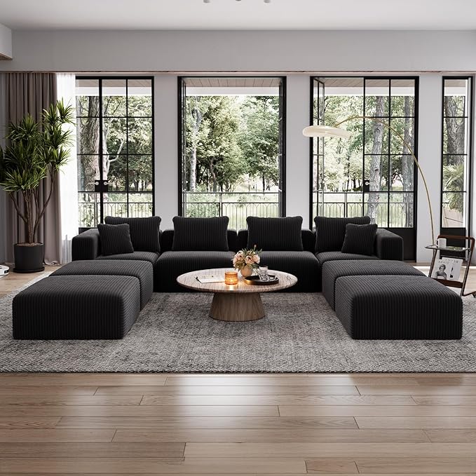 Avenco 141” U-Shaped Modular Sectional Couch Sofa