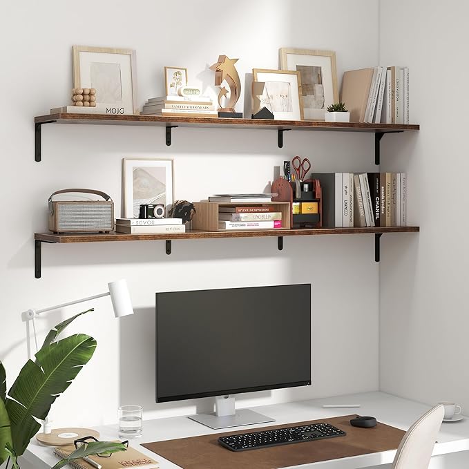 Fun Memories Deep Floating Shelves, 55W x 8D Floating Shelves Set of 2