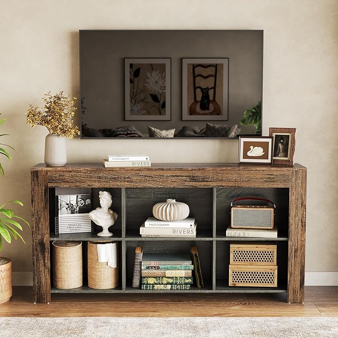 LITTLE TREE TV Stand with Storage, 63-Inch Entertainment Center with Shelves