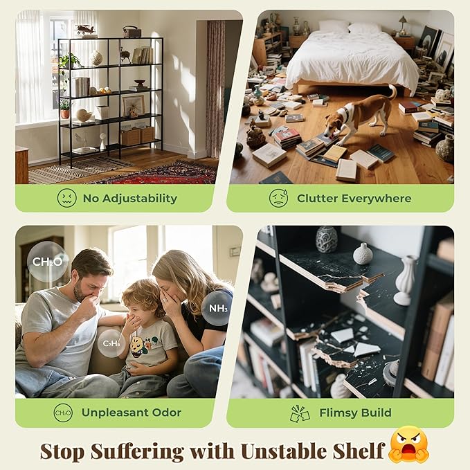 Huuger 6 Tier Bookshelf, L Shaped Corner Bookshelf