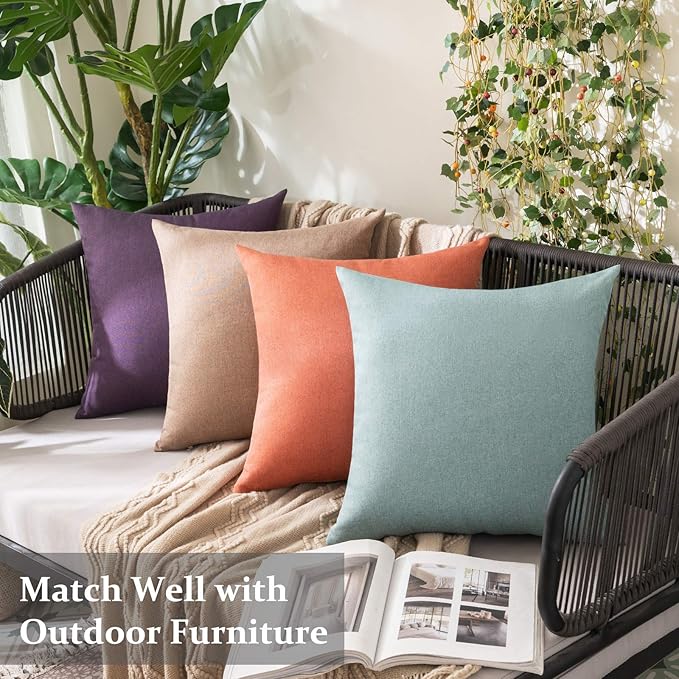 MIULEE Pack of 2 Decorative Outdoor Solid Waterproof Throw Pillow Covers Spring