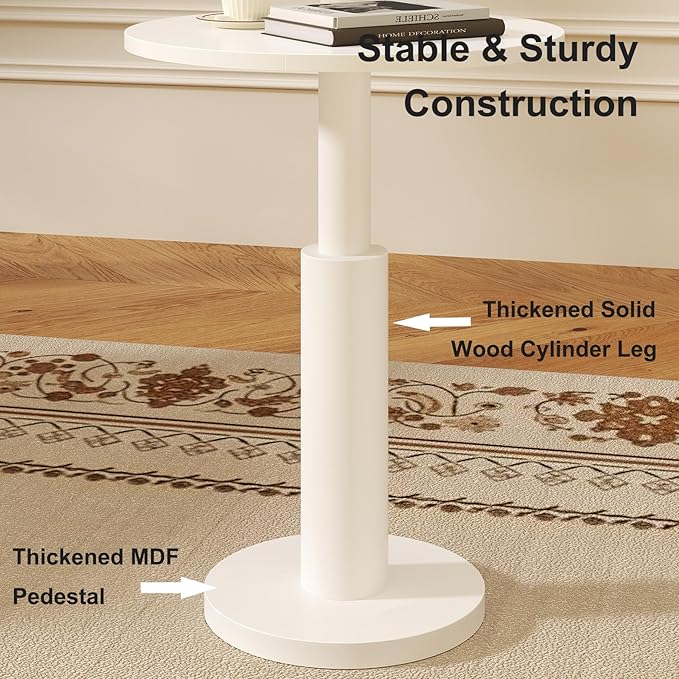 LAATOOREE Round Side Tables Set of 2, Pedestal Drink Table, Spacious Top