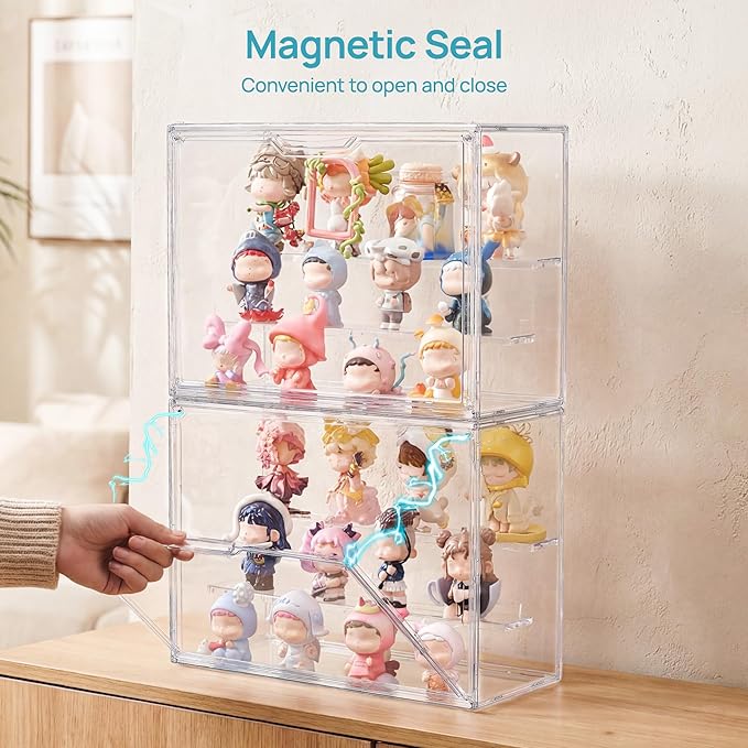Vtopmart 4 Pack Acrylic Display Case, Stackable Figure Display Case