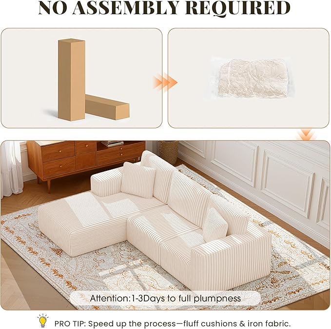 GRUSIGN 107'' Cloud Sectional Boneless Couches