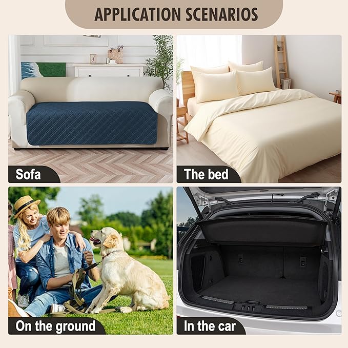 Genina Waterproof Couch Cover, Washable Anti-Slip 86.6 inch Sofa Covers