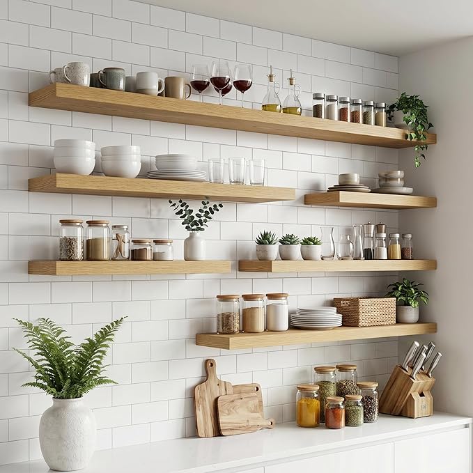 FLYJOE Floating Shelves for Wall, 20 Inch Floating Shelves Set of 2, Kitchen
