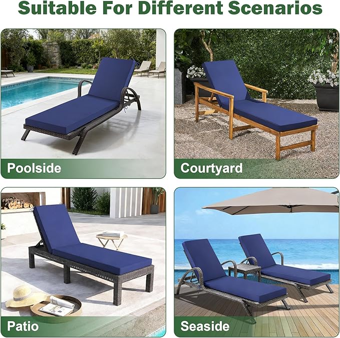 2 Pcs Chaise Lounge Cushions Outdoor, Outdoor Chaise Cushion