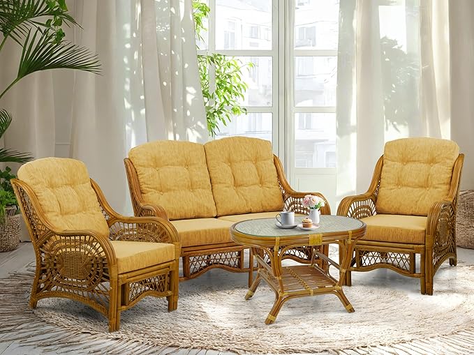 Malibu Lounge Loveseat Sofa Natural Rattan Wicker Handmade Design
