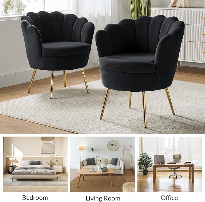HULALA HOME Modern Velvet Accent Chairs Set of 2