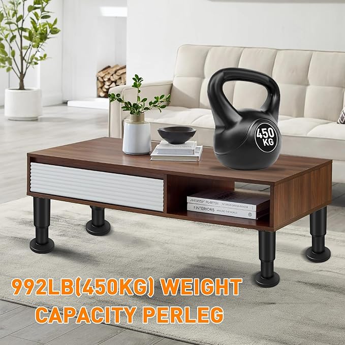 4 Pcs Adjustable Height Furniture Support Legs 10-17 inch, Metal Adjustable
