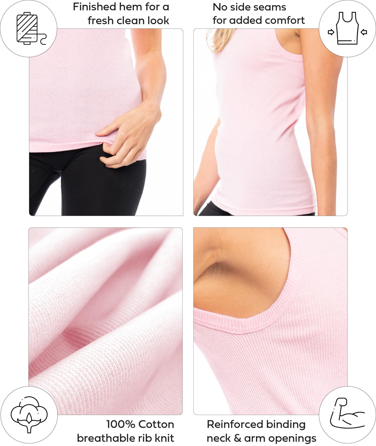 Sexy Basics Tank Tops for Women, Cotton Flex Tank Tops- Multi Packs