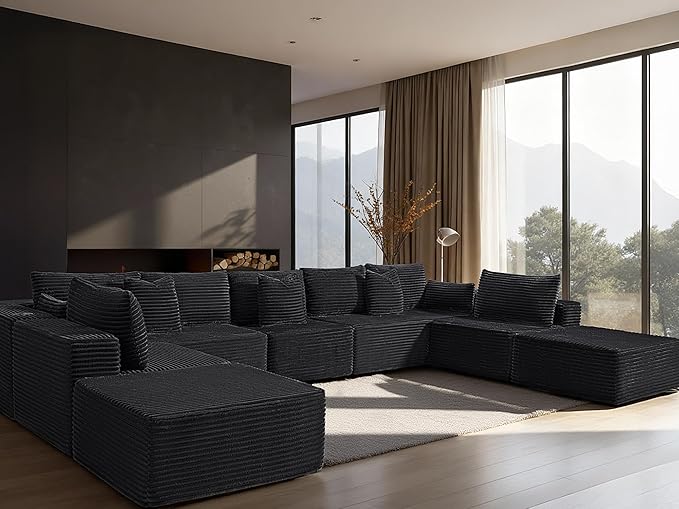 168" Cloud Sectional Couch, Comfort U Shaped Sofa