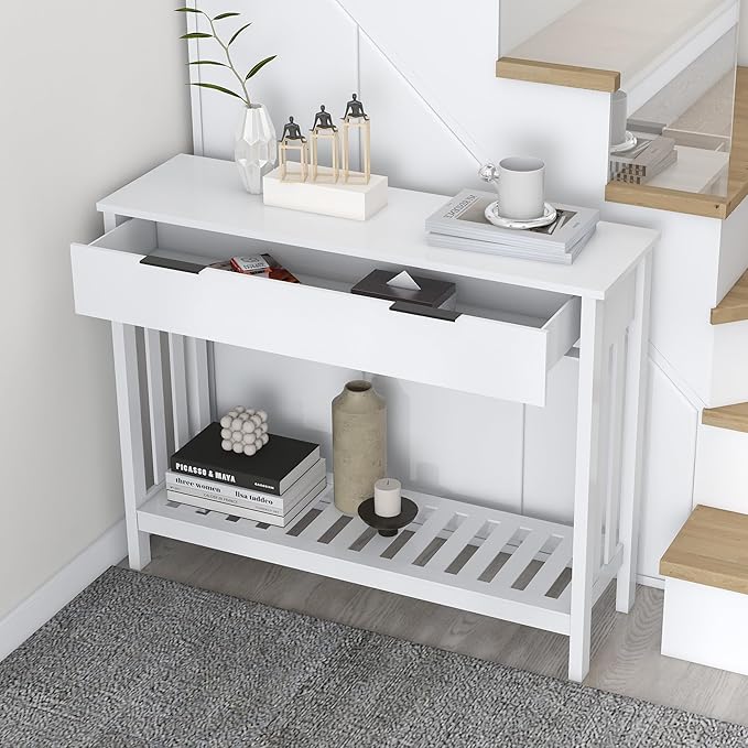 TaoHFE White Narrow Console Table