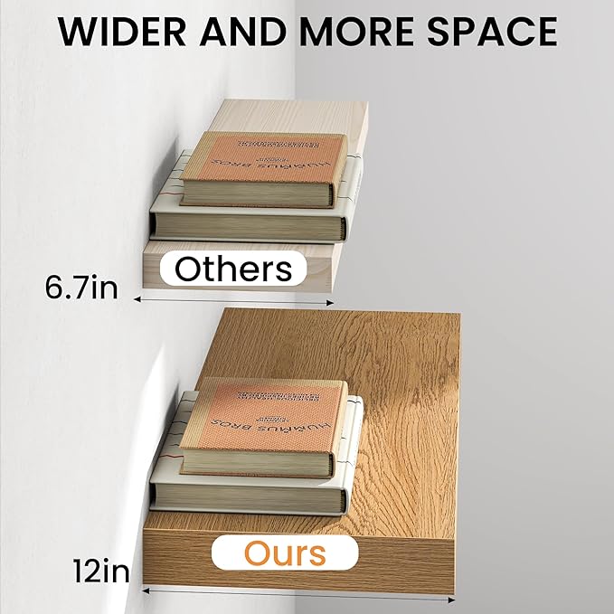 Oak Floating Shelves 48Inch Long, 12 Inch Deep Floating Shelves