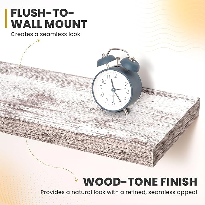 Acovy 48 Inch Floating Shelves, 9.3" Deep Floating Shelf Wall Mounted, Rustic