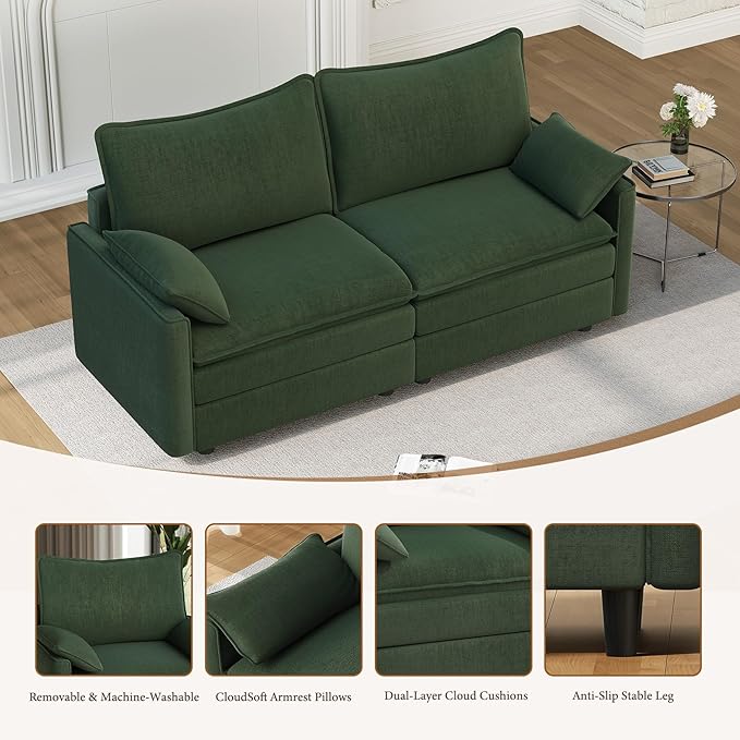 Vesgantti 74" Loveseat Sofa for Living Room, Comfy Cloud Couch Deep Seat
