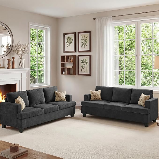 Apicizon 3-Seater Sofa & 3-Seater Sofa, 2 Piece Set Comfy Couch