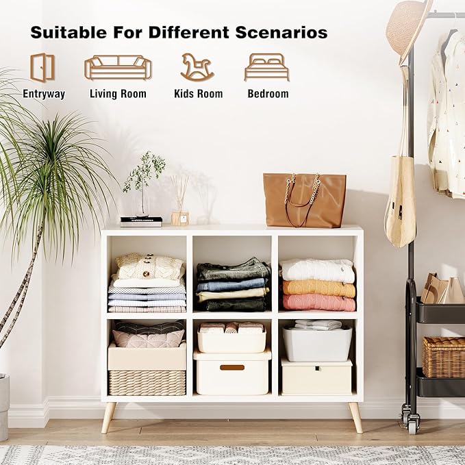 6 Cube Storage Organizer, Wood Bookcase