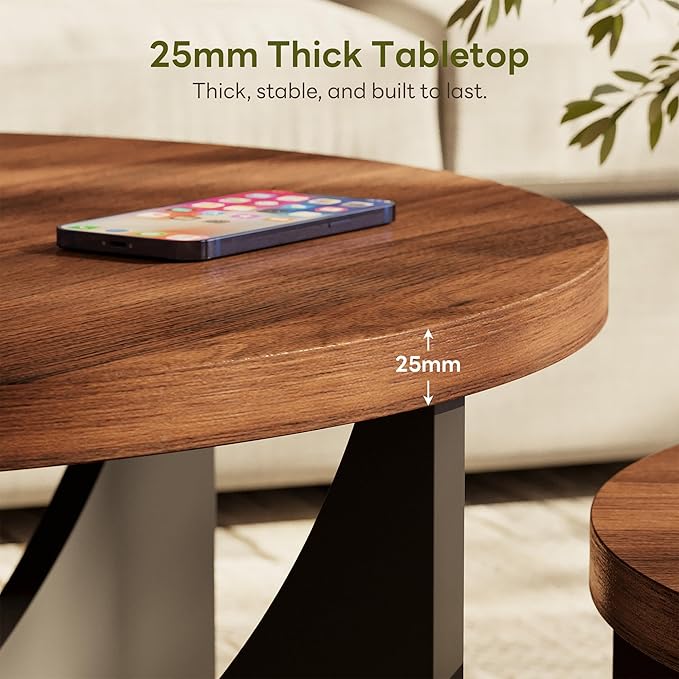 LIKIMIO Nesting Coffee Tables Set of 2, 23.6" Small Round Side Tables