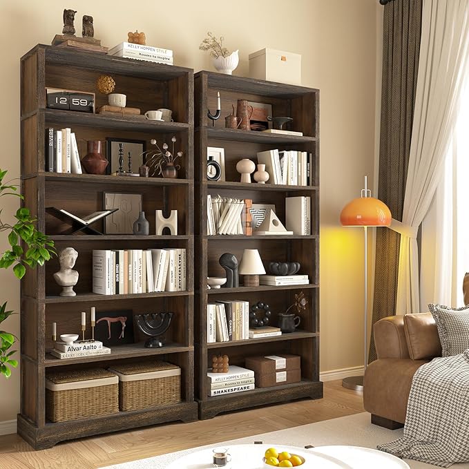 TVU 6-Tier Wooden Book Shelf, Floor-Standing Display Bookcase, 77.2" H x 31.5"