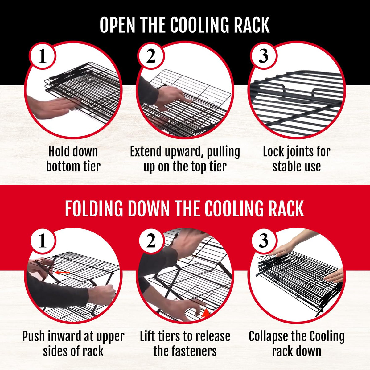 4-Tier Collapsible Cooling Rack For Baking - Expandable & Foldable Cookie Cooling Wire Rack - Baking Rack - Foldable Cooling Rack For Baking Supplies - Premium Quality & Sturdy Legs