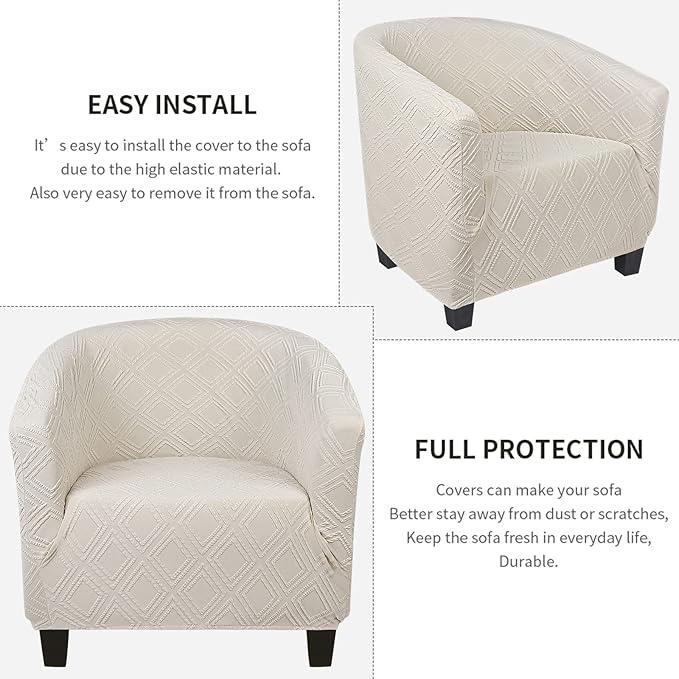 SearchI Waterproof Club Chair Slipcover Stretch Barrel Chair Covers Jacquard