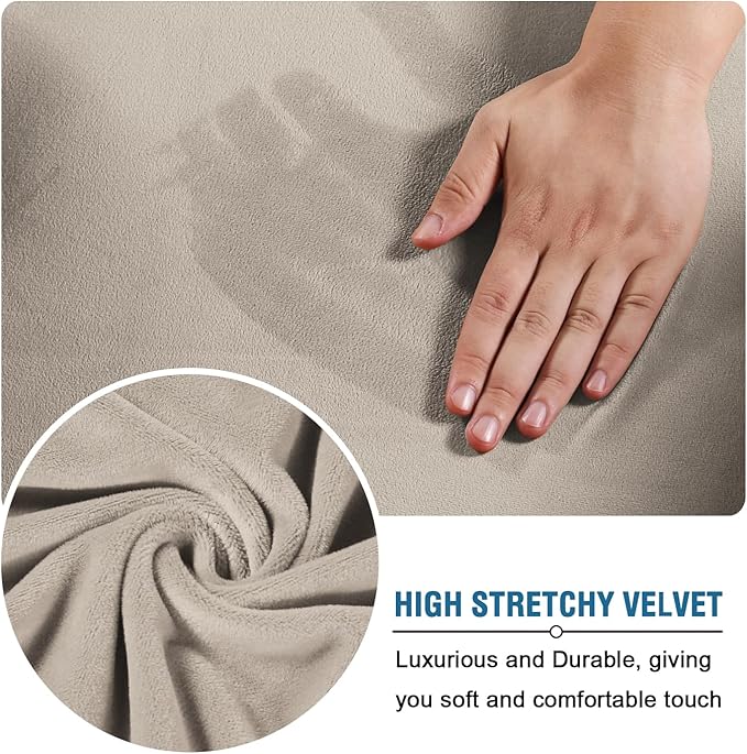 H.VERSAILTEX Real Velvet Plush 3 Piece Stretch Sofa Covers Couch Covers