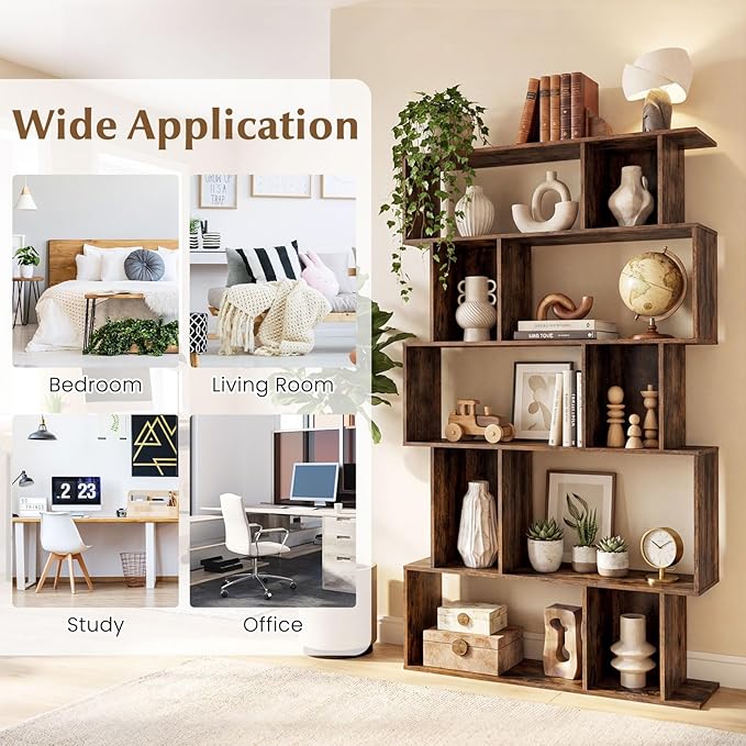 Giantex 5-Tier Bookshelves Set of 2, 10-Cube Geometric Bookcase