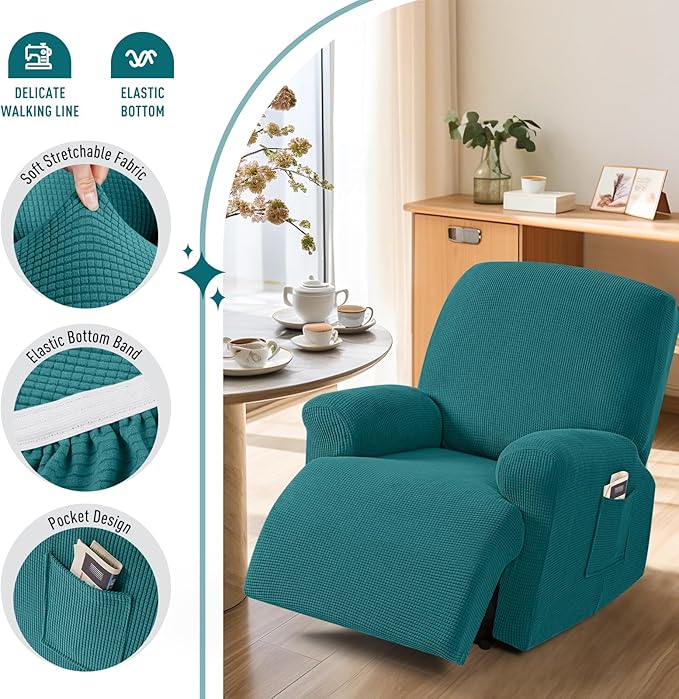 TAOCOCO Recliner Cover 4-Pieces, Recliner Stretch Sofa Slipcover, Recliner