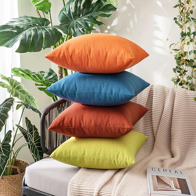 MIULEE Pack of 2 Decorative Outdoor Solid Waterproof Throw Pillow Covers Euro