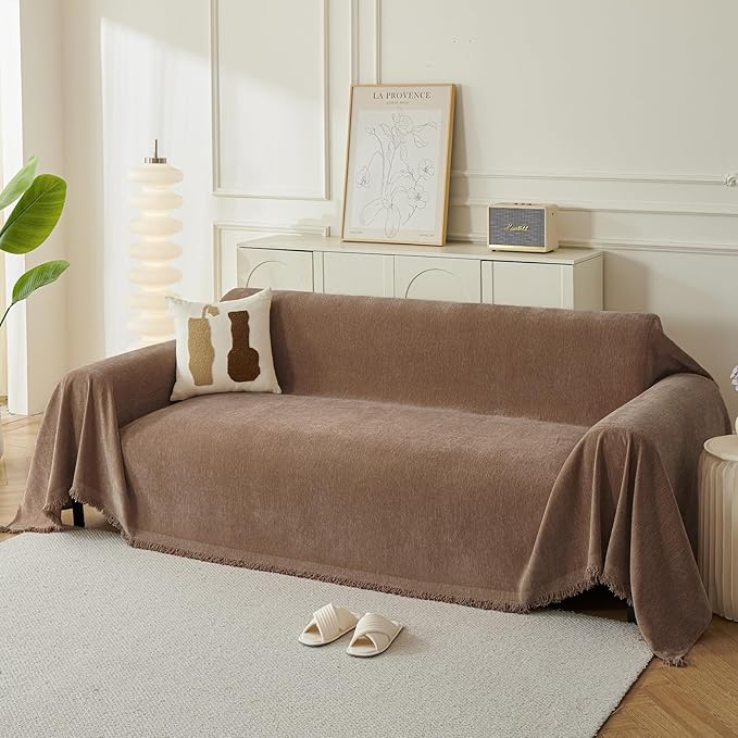Couch Cover for Dogs, Boho Sofa Covers for 2 Cushion Couch, Chenille Sofa