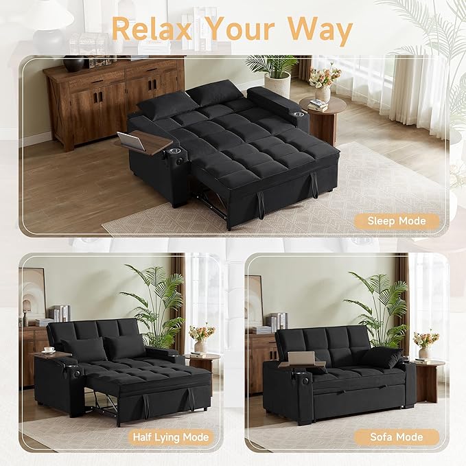 Auvsoce 65" Sleeper Sofa Bed Loveseat, Convertible Couch