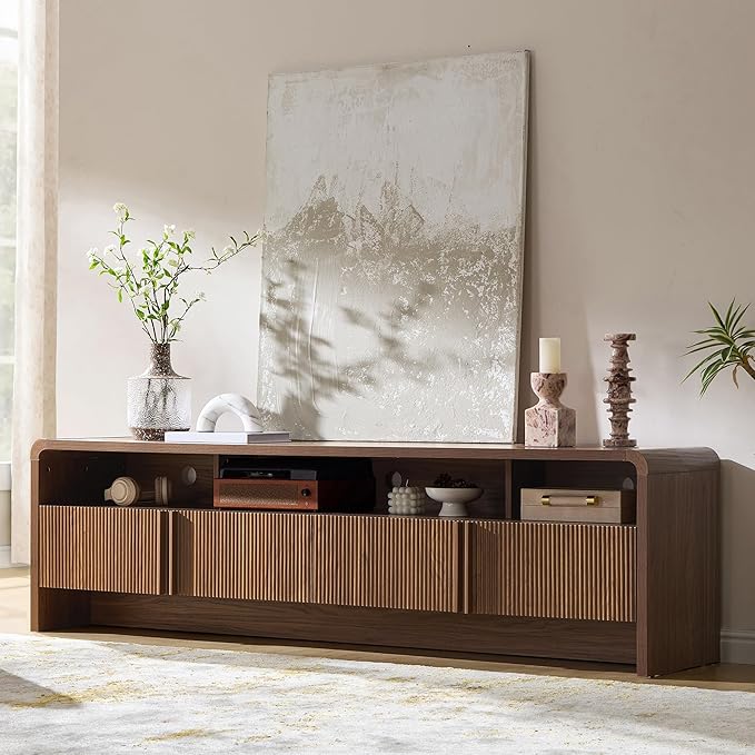 AMERLIFE 70" Fluted Wood TV Stand