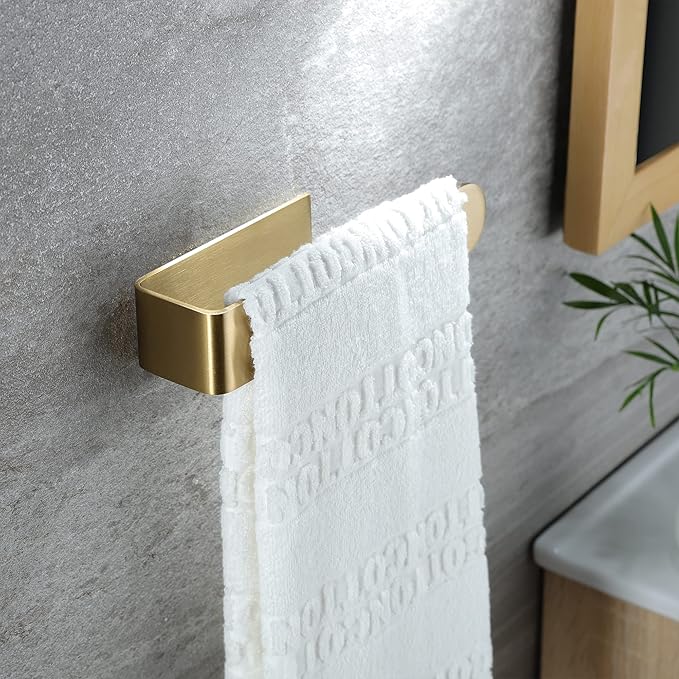 Taozun Towel Holder Gold Hand Towel Rack Adhesive Towel Bar Stick on Towel Ring
