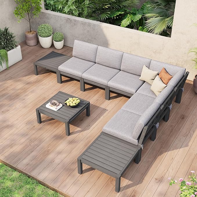 Stoog 11-Piece Patio Furniture Set, All-Weather Outdoor Sectional Sofa Set