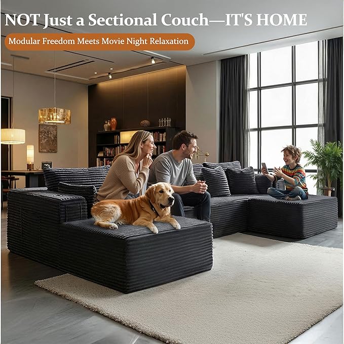 138" Oversized Cloud Sectional Couch, Comfort U Shaped Sofa
