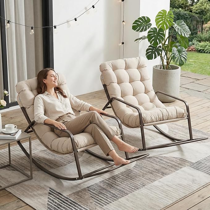 RADIATA 2pcs Rocking Lounge Chair, Indoor Outdoor Reclining Lounger