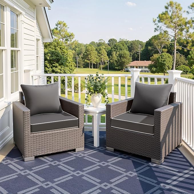 MIULEE Dark Grey Outdoor Seat Cushion 22x22 Inch Waterproof & 3 Year Fade