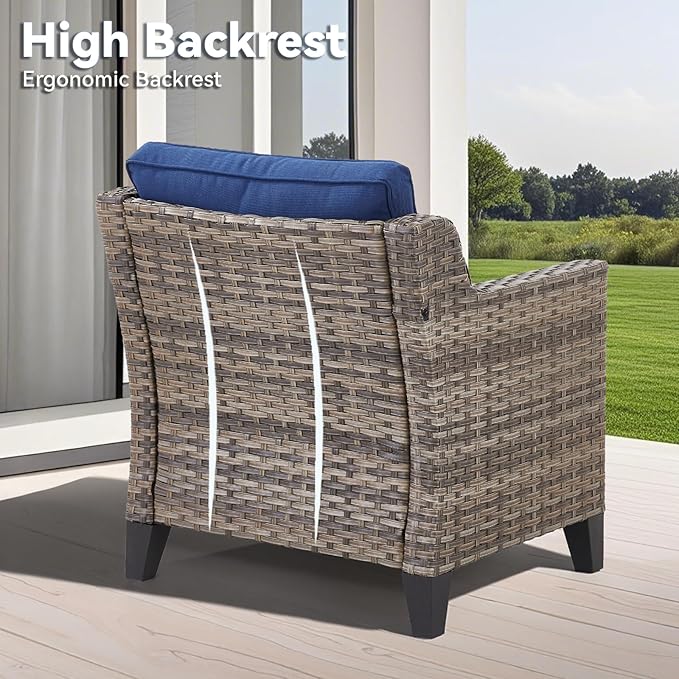 3 Pieces Patio Furniture Sets-Outdoor PE Rattan Wicker Chairs