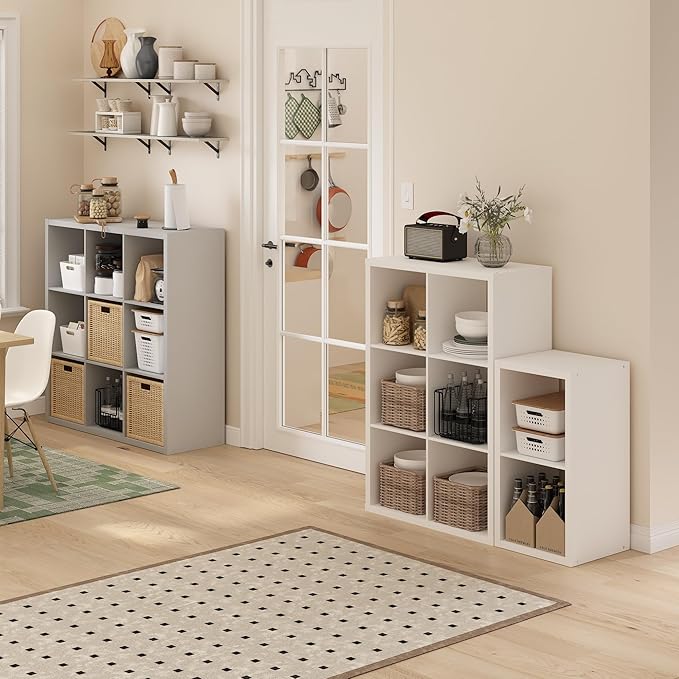 Furinno Cubicle Book Shelf, 6-Cube Bookshelf, Extra Thick Frame Horizontally &