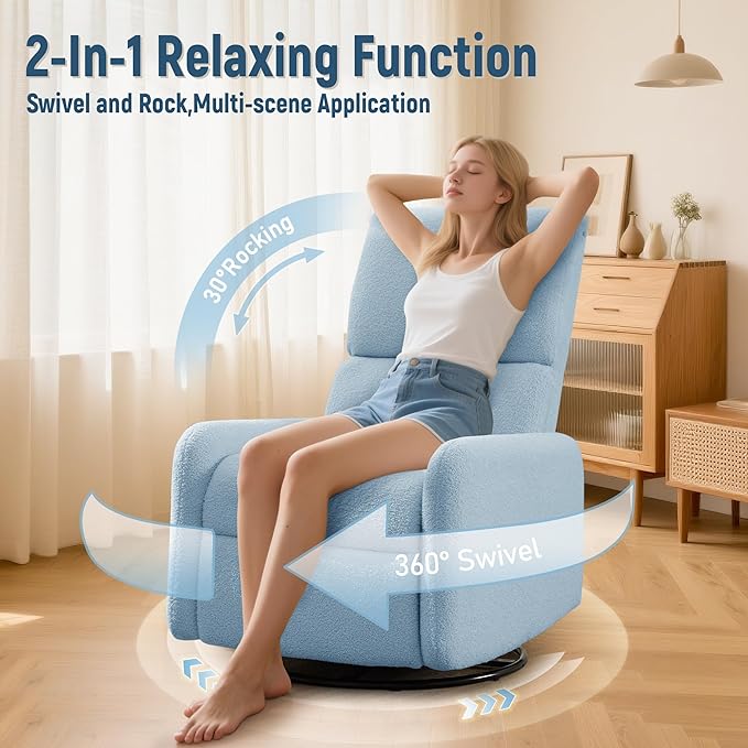 Korser 360° Rocking Chair, Nursery Rocker Chair