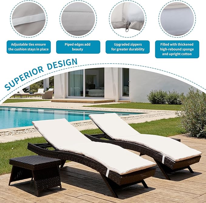 Outdoor Chaise Lounge Chairs Set of 2