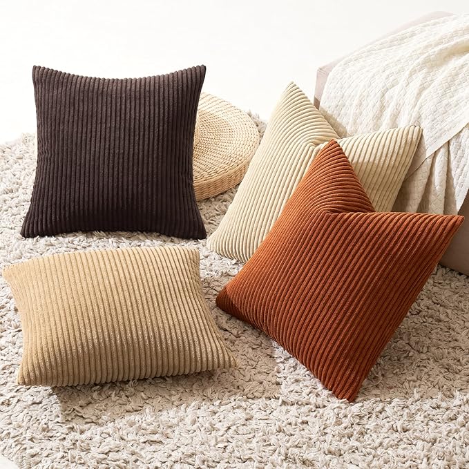 MIULEE Boho Farmhouse Throw Pillow Covers 18x18 Inch Set of 4 Rustic Mordern